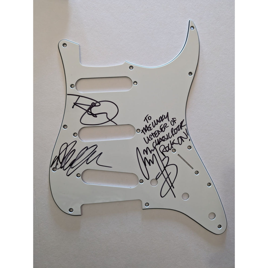 Robert Plant Jimmy Page John Paul Jones Led Zeppelin Fender Stratocaster electric guitar pickguard signed with proof