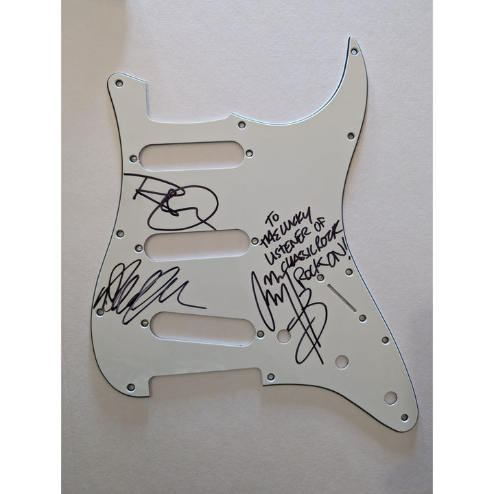 Robert Plant Jimmy Page John Paul Jones Led Zeppelin Fender Stratocaster electric guitar pickguard signed with proof