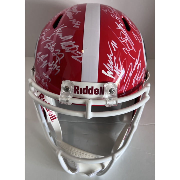 Georgia Bulldogs Stetson Bennett Kirby Smart Brock Bowers Georgia Bulldogs 2022-23 team signed Speed Riddell authentic