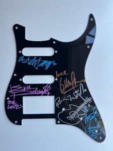 Bill Wyman, Ronnie Wood, Keith Richards, Mick Jagger, Charlie Watts The Rolling Stones Fender Stratocaster guitar pickguard signed with proof