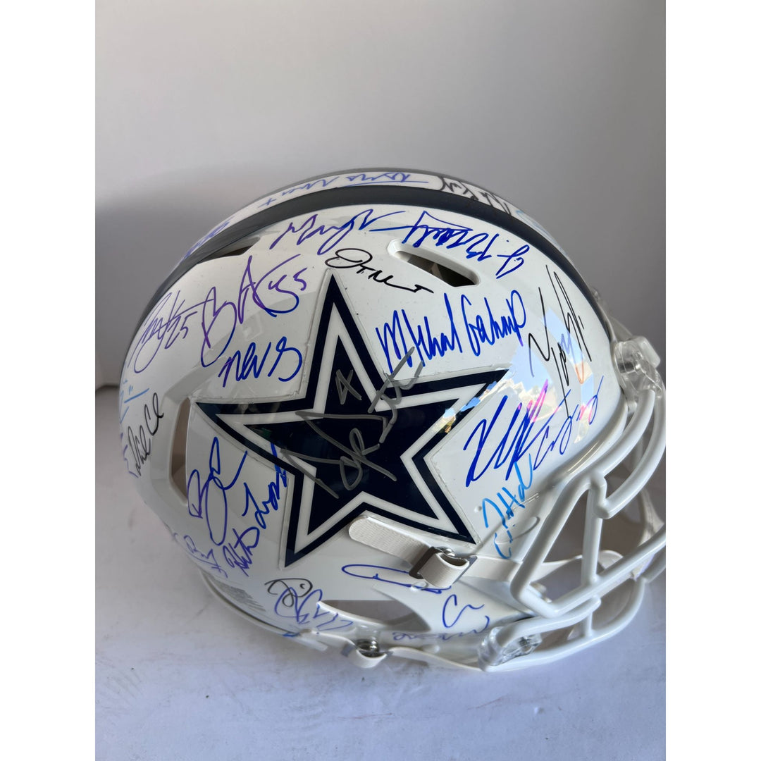 Dak Prescott Micah Parsons CeeDee Lamb 2022/23 Dallas Cowboys Riddell Speed Authentic team signed helmet with proof