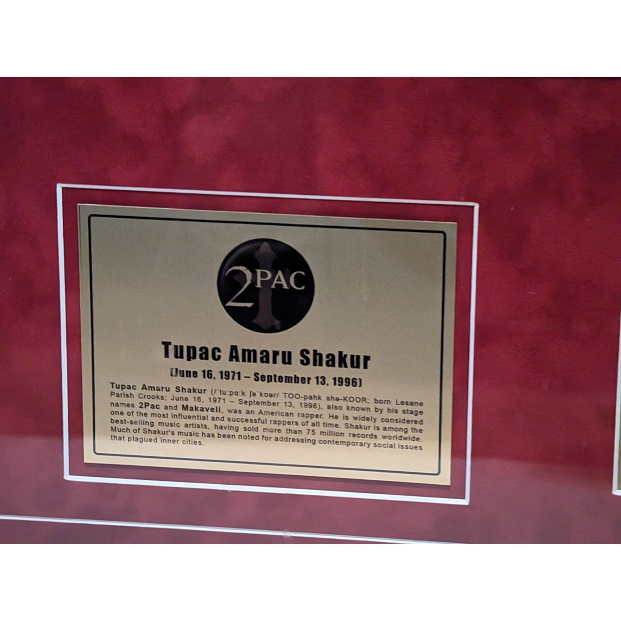 Tupac Amaru Shakur "2Pac" 1994 Soul Train Music Awards ticket signed framed 21x24"