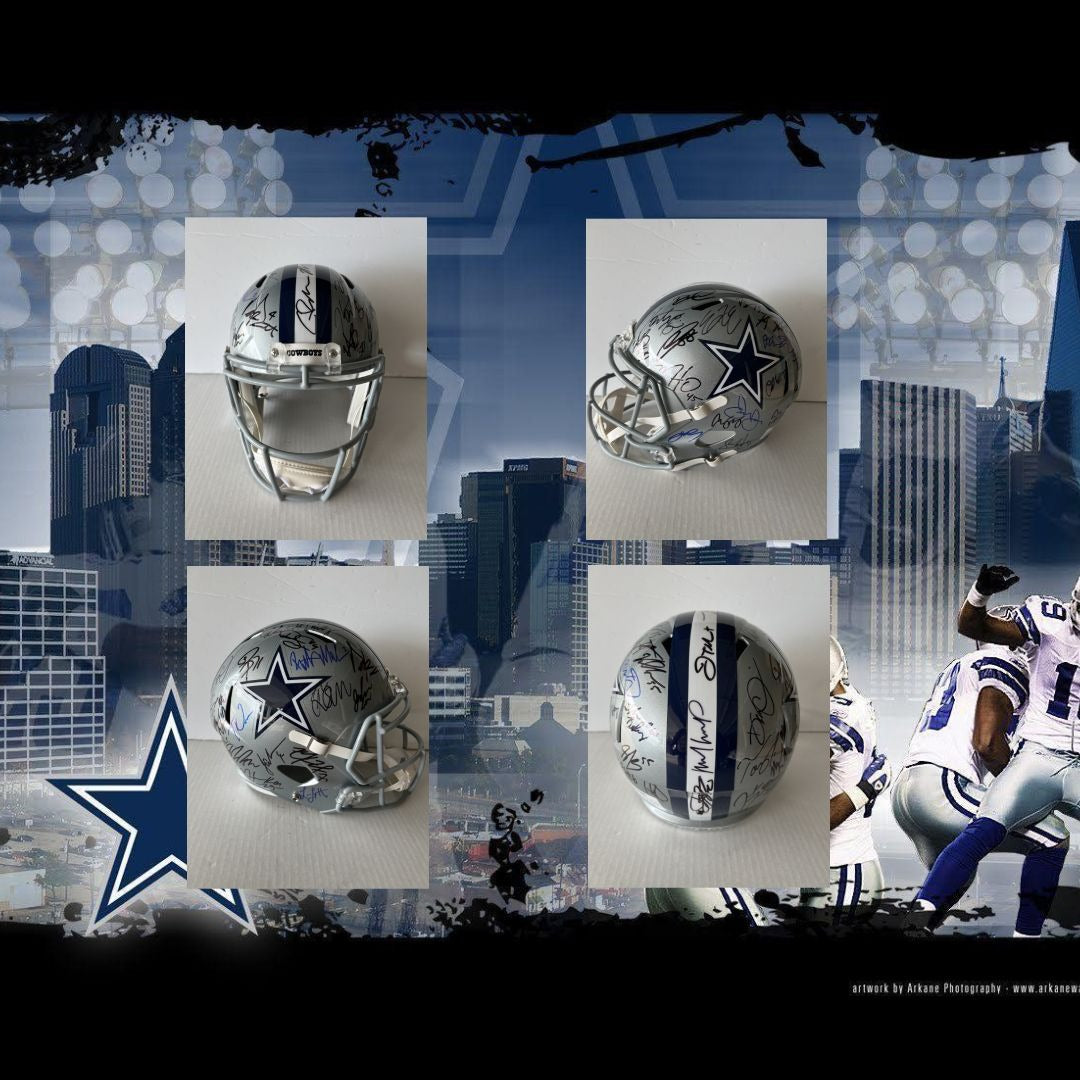 Dak Prescott, Tony Pollard, Micah Parsons, 2022 Dallas Cowboys Riddell Speed full size replica helmet team signed with proof