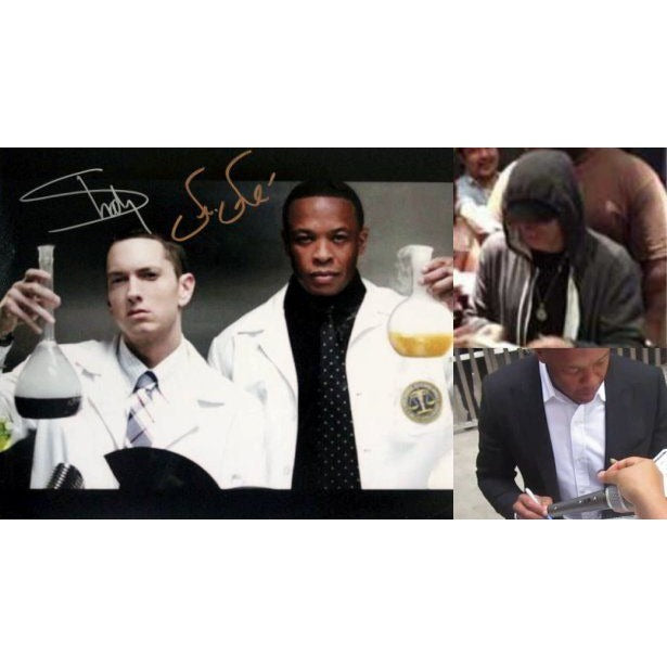 Marshall Mathers Eminem Slim Shady Andre Romelle Young Dr. Dre eight by ten photo signed with proof