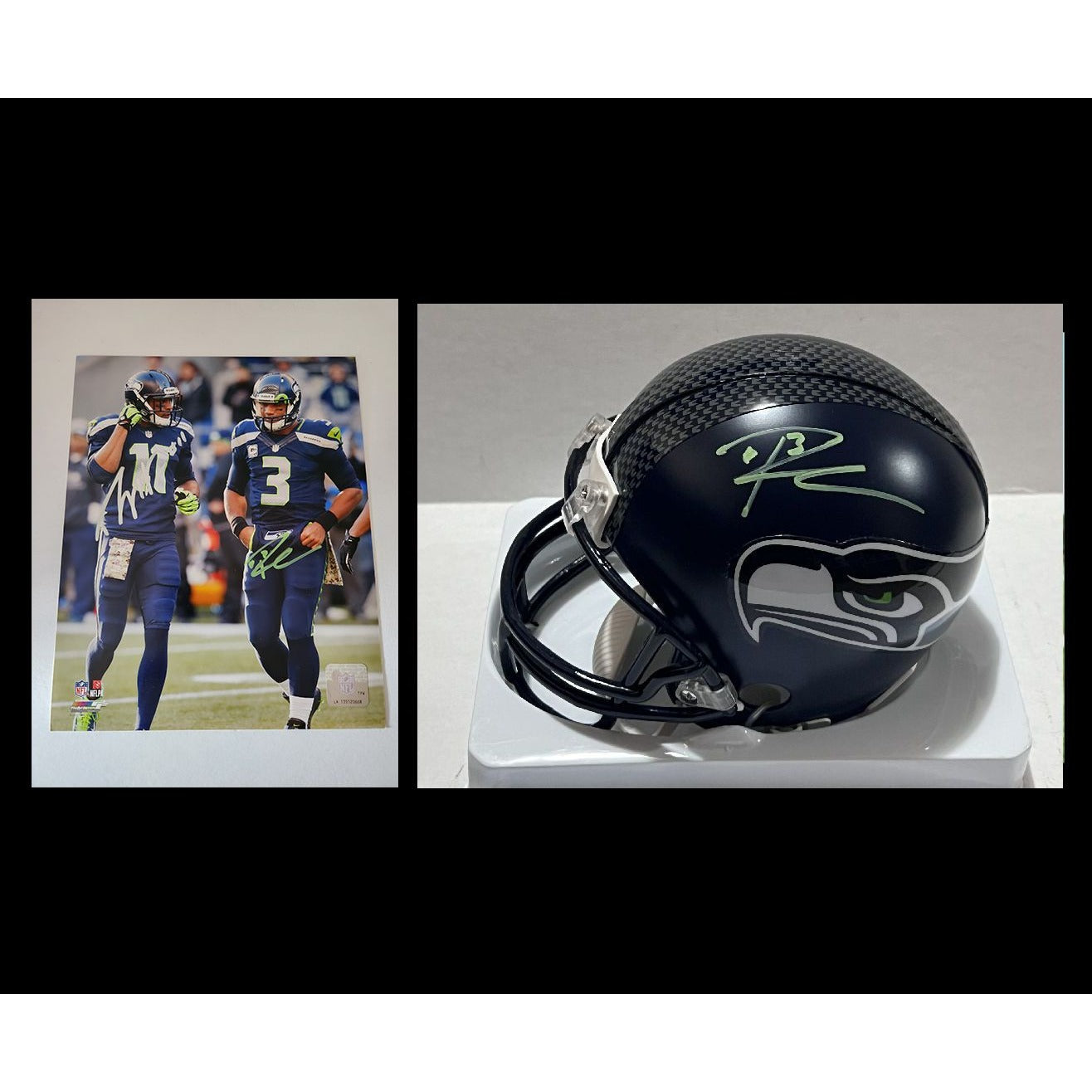 Seattle Seahawks NFL Helmet Shadowbox w/Russell Wilson card