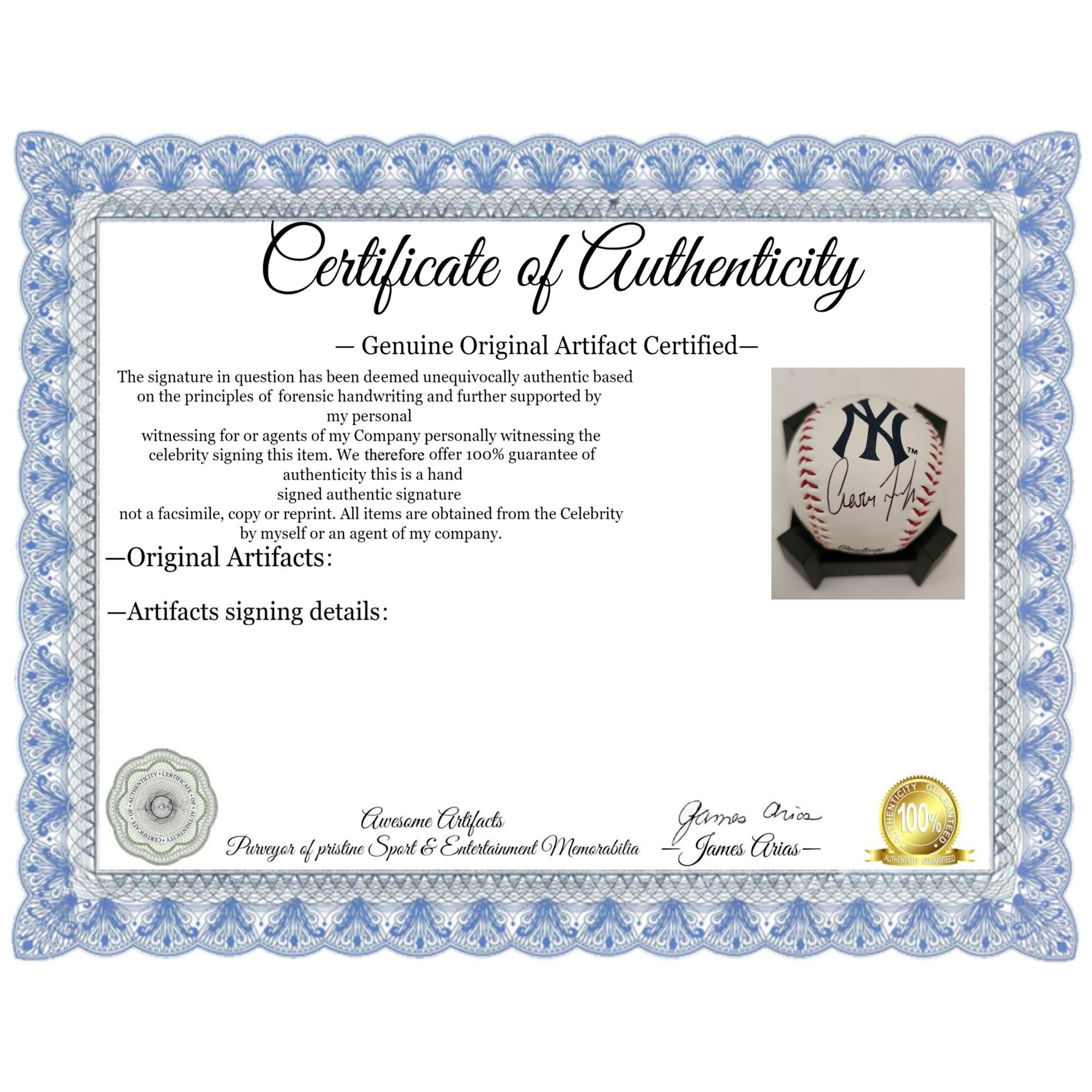 Aaron Judge New York Yankees Rawlings Baseball signed with proof free acrylic display case