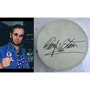 Ringo Starr legendary drummer of The Beatles 10-in tambourine signed with proof