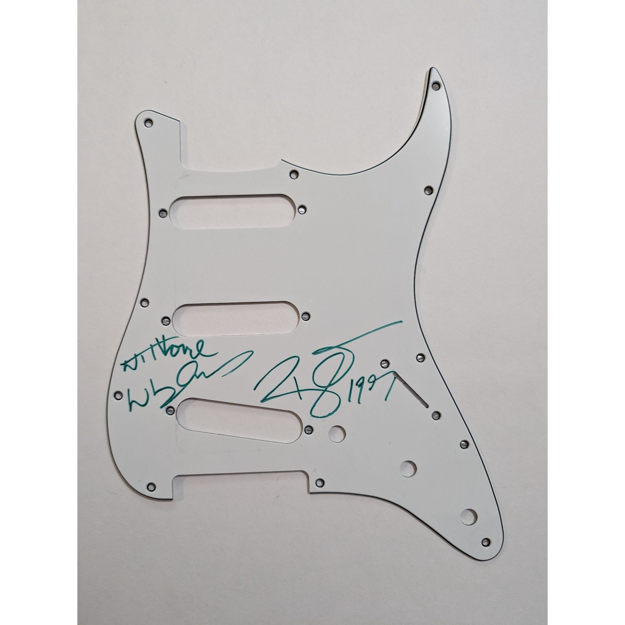 David Bowie electric Fender Stratocaster guitar pickguard signed with proof