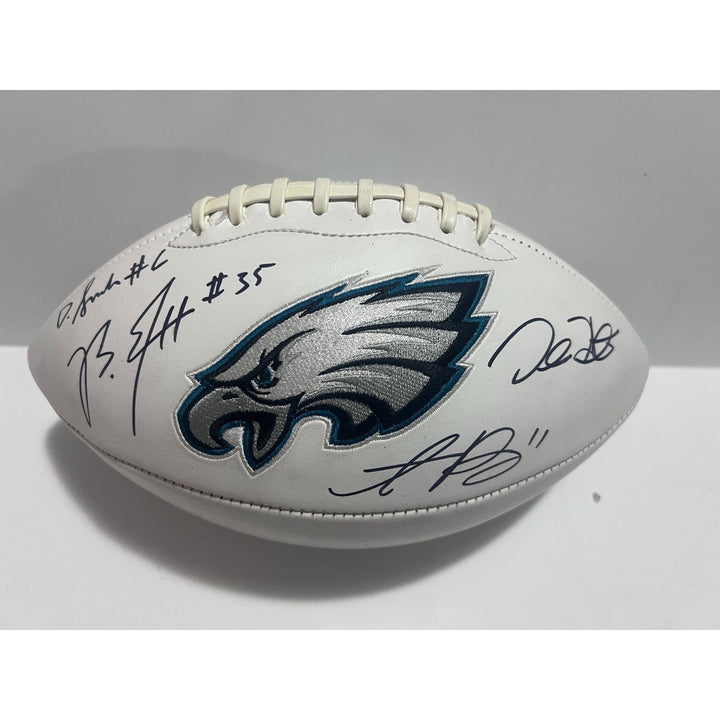 Boston Scott Davante Smith AJ Brown Jalen Hurts Philadelphia Eagles full size football signed with proof