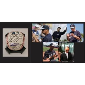 New York Yankees Derek Jeter Mariano Rivera Hideki Matsui World Series champions team signed baseball with free acrylic display case