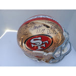 Load image into Gallery viewer, Brock Purdy Deebo Samuel Christian McCaffrey 2023 San Francisco 49ers Riddell speed pro model team signed helmet signed with proof
