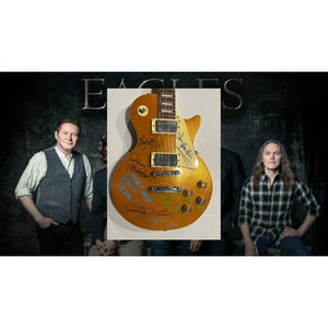 The Eagles Bernie Laden Joe Walsh Don Henley Glenn Frey Randy Meisner signed and inscribed Les Paul electric guitar with proof