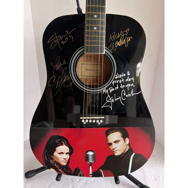 Johnny Cash Walk the Line movie cast signed Joaquin Phoenix Reese Witherspoon guitar signed