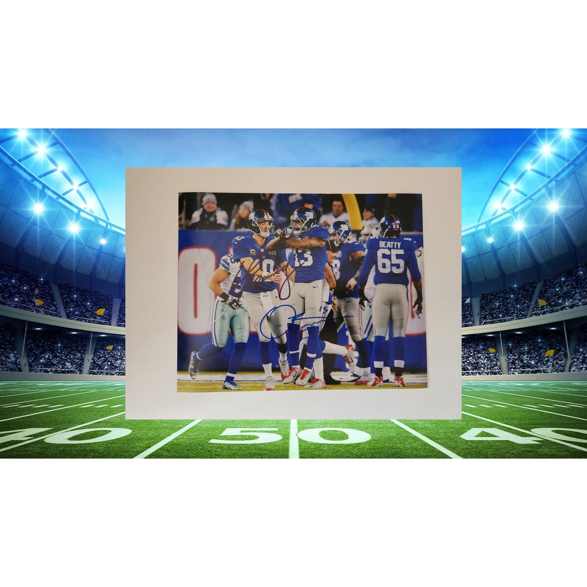 Eli Manning and Odell Beckham Jr New York Giants 8x10 photo signed