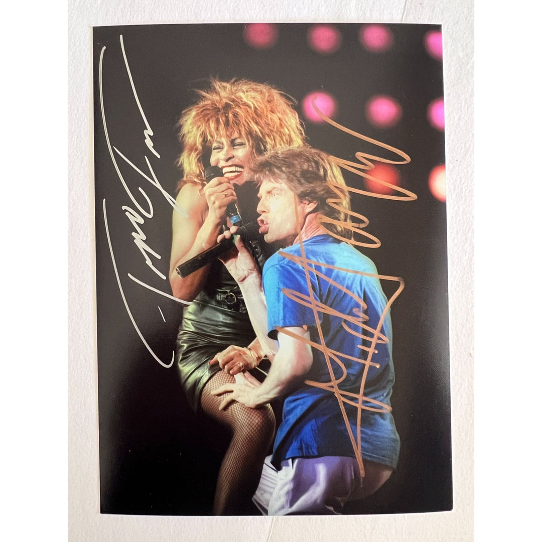 Tina Turner and Mick Jagger 5x7 photo signed with proof