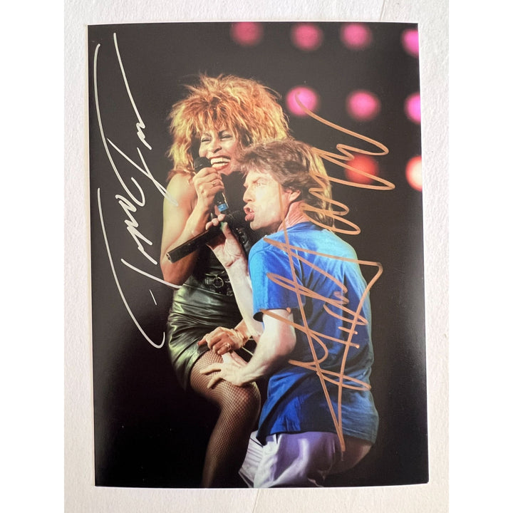 Tina Turner and Mick Jagger 5x7 photo signed with proof