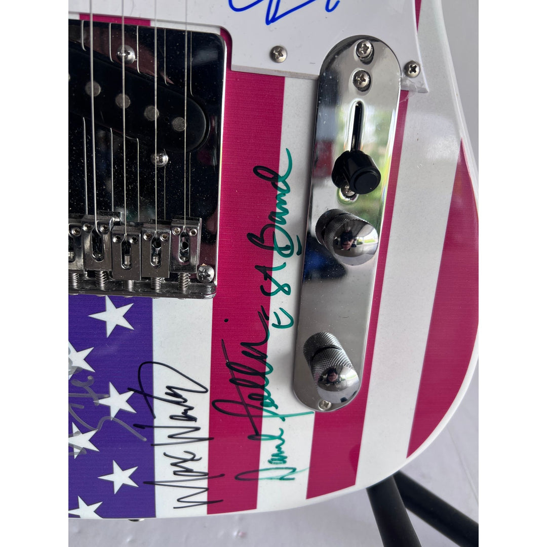 Bruce Springsteen Clarence Clemons Roy Bittan Patty Scialfa and the E Street Band full size American flag electric guitar signed with proof