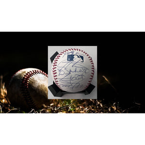 Adrian Beltre Ian Kinsler Michael Young Texas Rangers American League champions team signed baseball