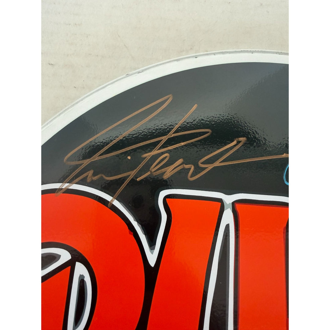 Rush Geddy Lee Alex Lifeson Neil Peart drumhead signed with proof..