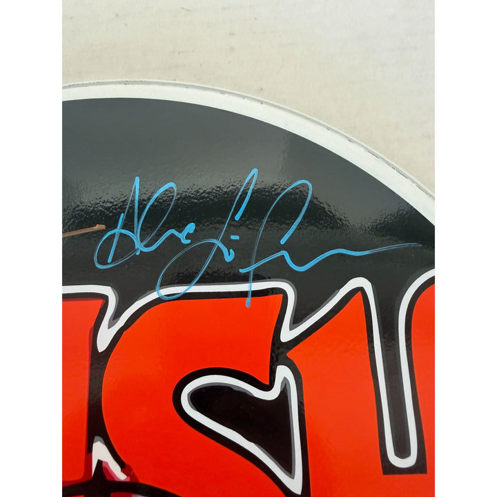 Rush Geddy Lee Alex Lifeson Neil Peart drumhead signed with proof..