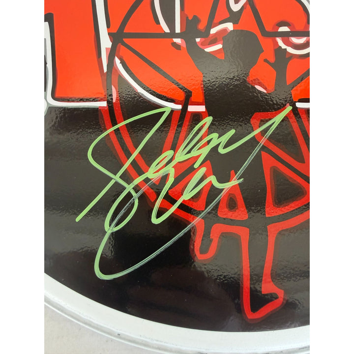 Rush Geddy Lee Alex Lifeson Neil Peart drumhead signed with proof..