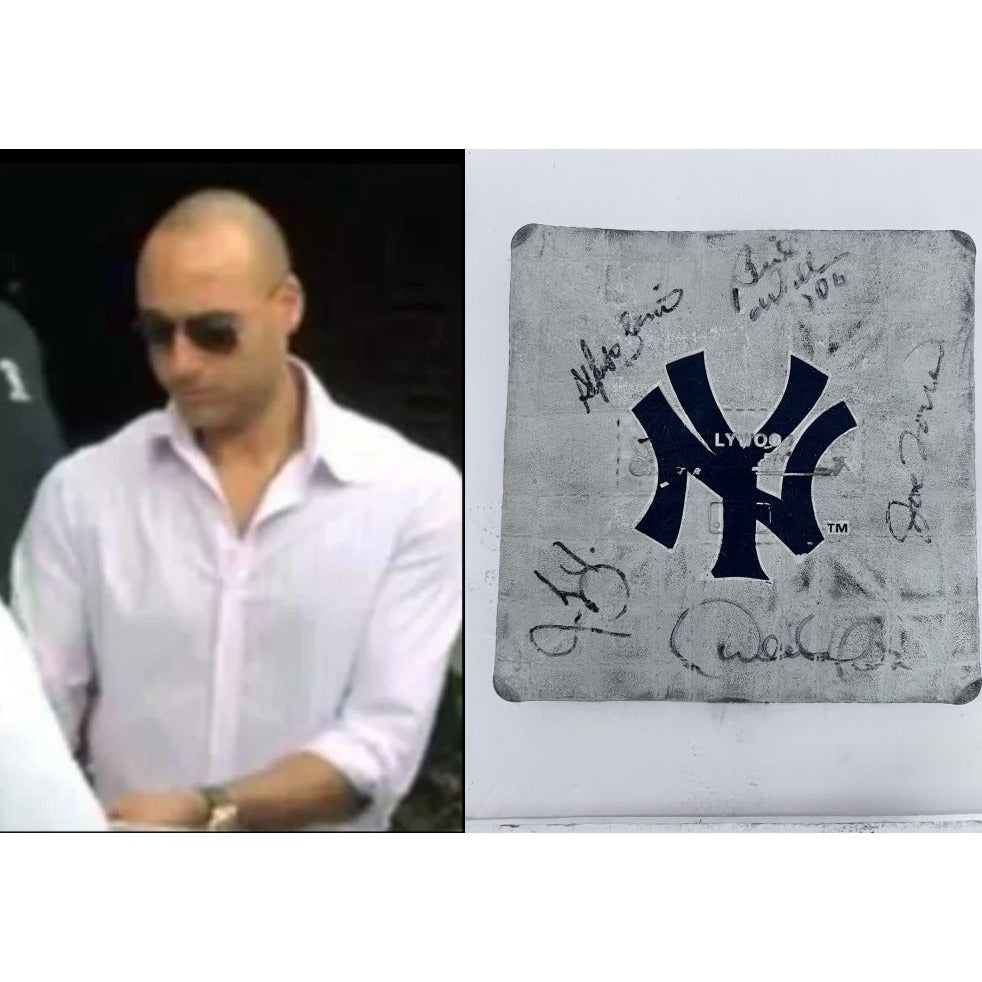 New York Yankees mini base Derek Jeter Joe Tori Bernie Williams Jason Giambi Alfonso Soriano signed