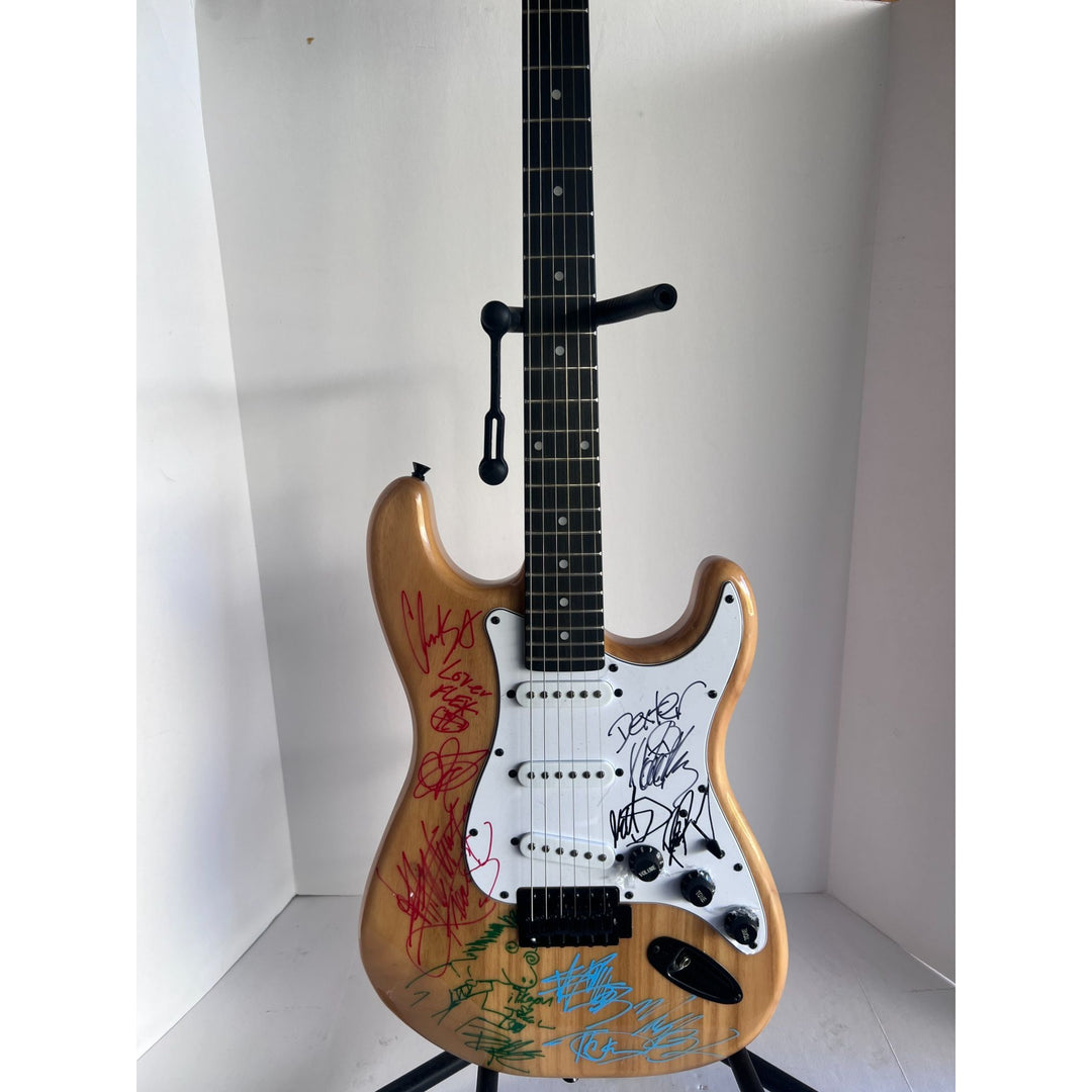 Anthony Kiedis, Dexter Holland, Billy Joe Armstrong, Travis Barker One-of-a-Kind electric guitar signed with proof