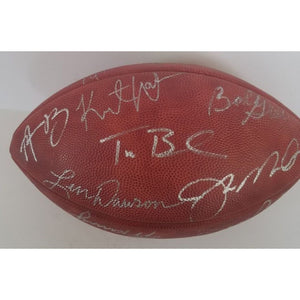 John Elway, Joe Namath, Peyton Manning, Brett Favre, 17 Hall of Fame quarterbacks signed NFL game football with proof