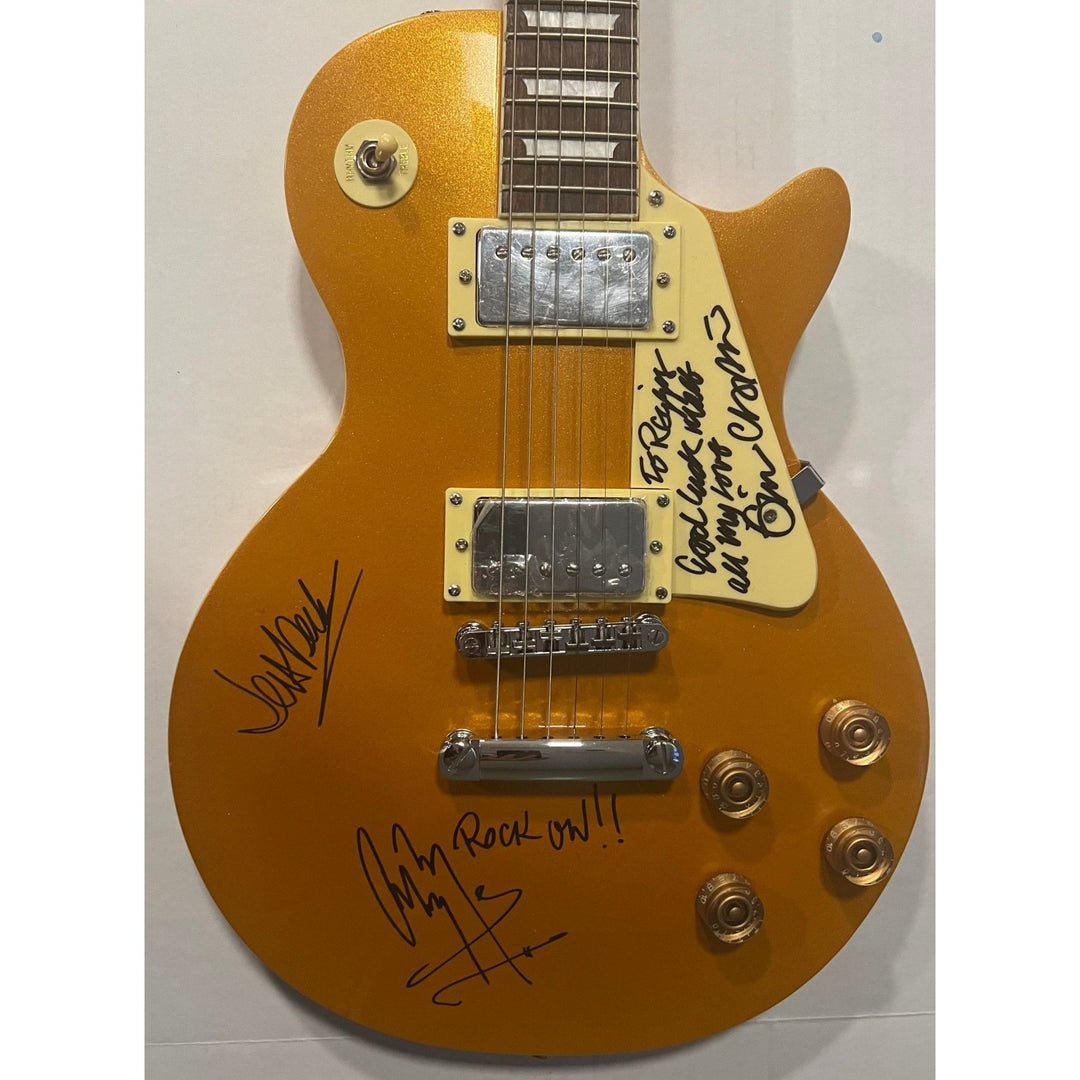 The  Yardbirds Jimmy Page Eric Clapton & Jeff Beck Gold Les Paul Electric Guitar signed with proof