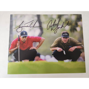 Tiger Woods and Phil Mickelson 8x10 photo signed with proof