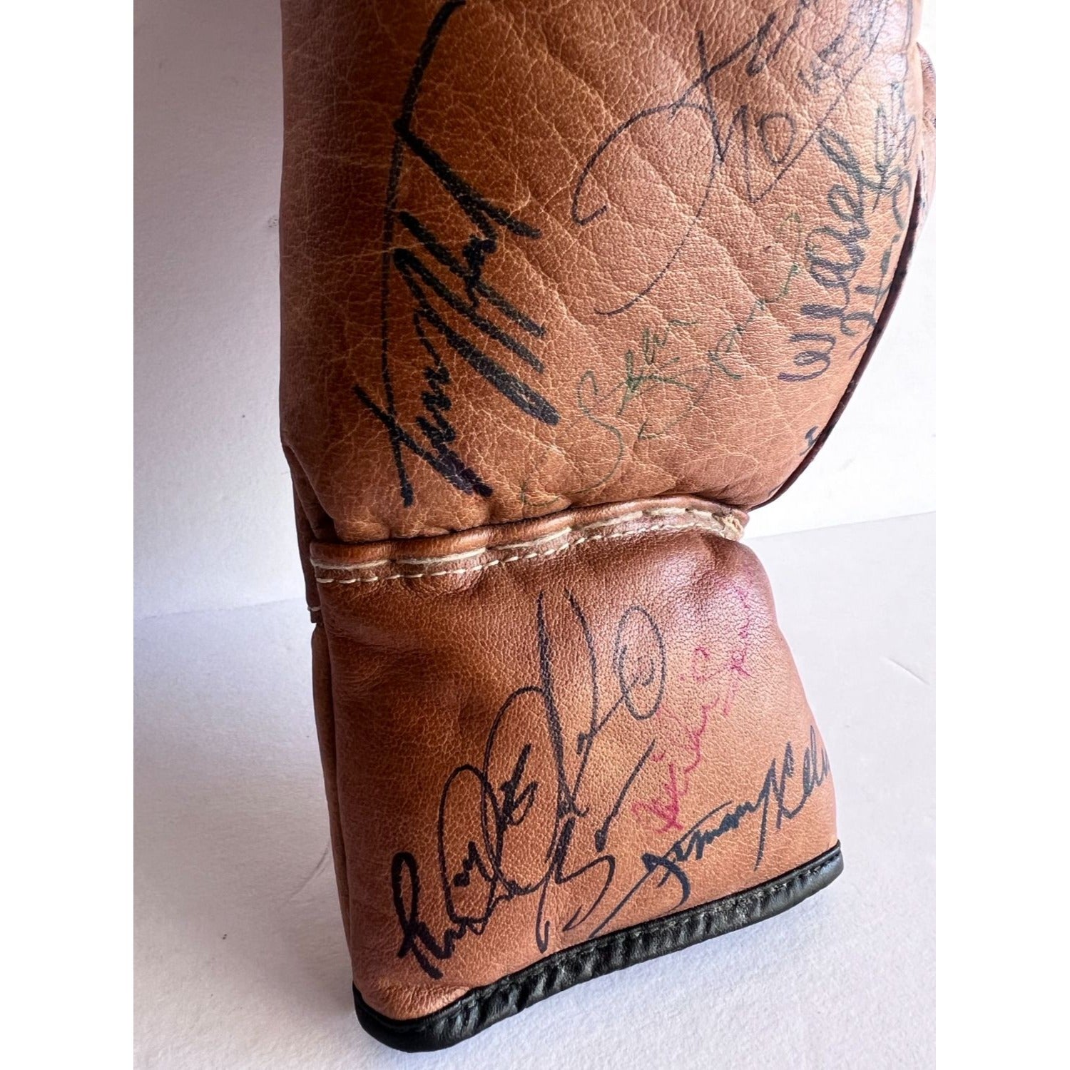 Heavyweight Champions Muhammed Ali Tyson Fury Mike Tyson George Foreman vintage boxing glove signed with proof