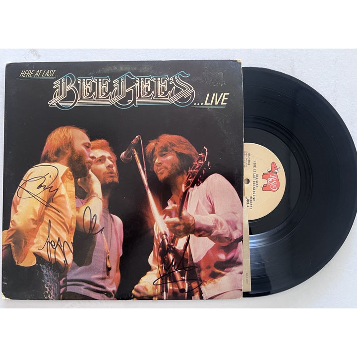 Barry, Robin and Maurice Gibb the Bee Gees LIVE original LP signed with proof