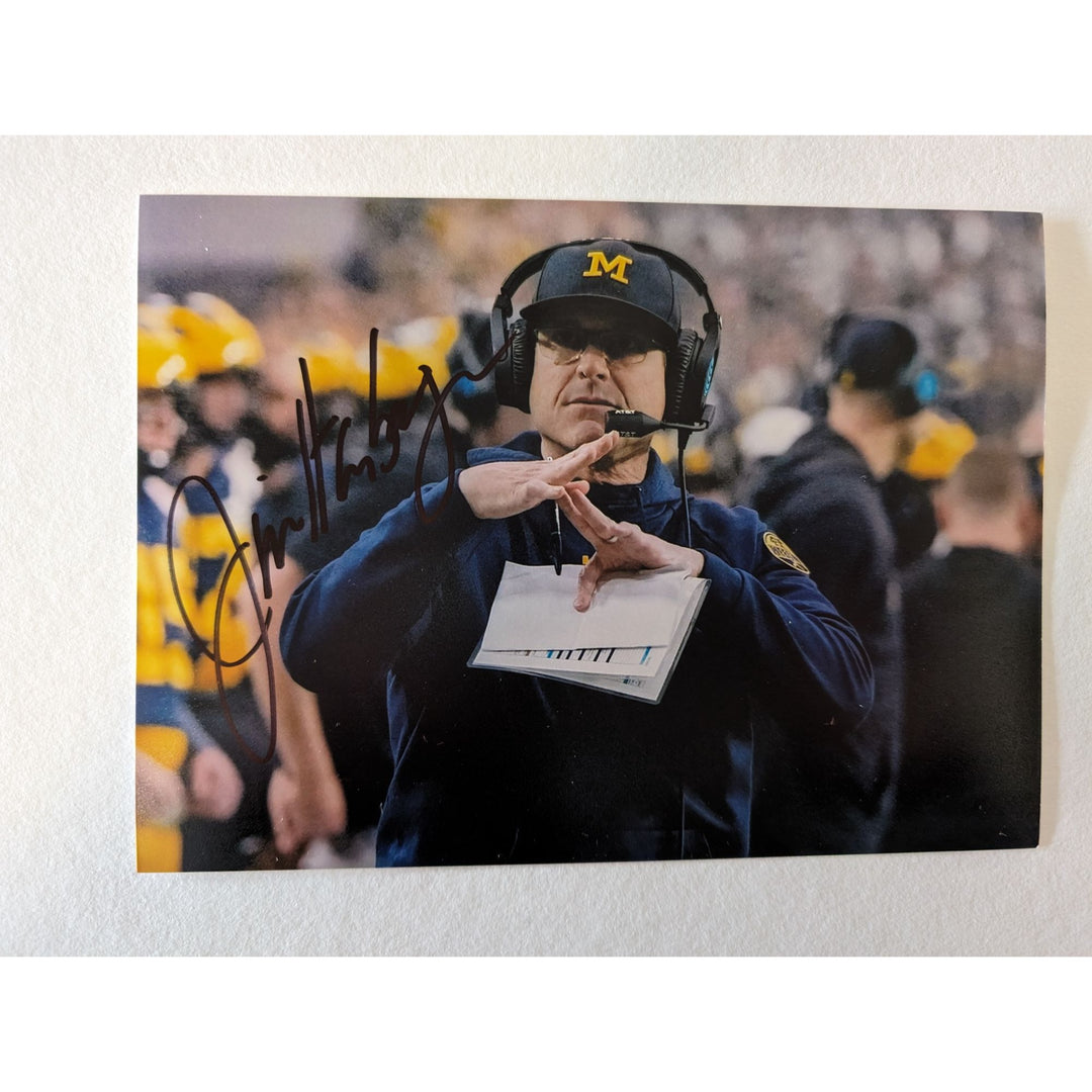 Jim Harbaugh Michigan Wolverines 5x7 photo signed with proof