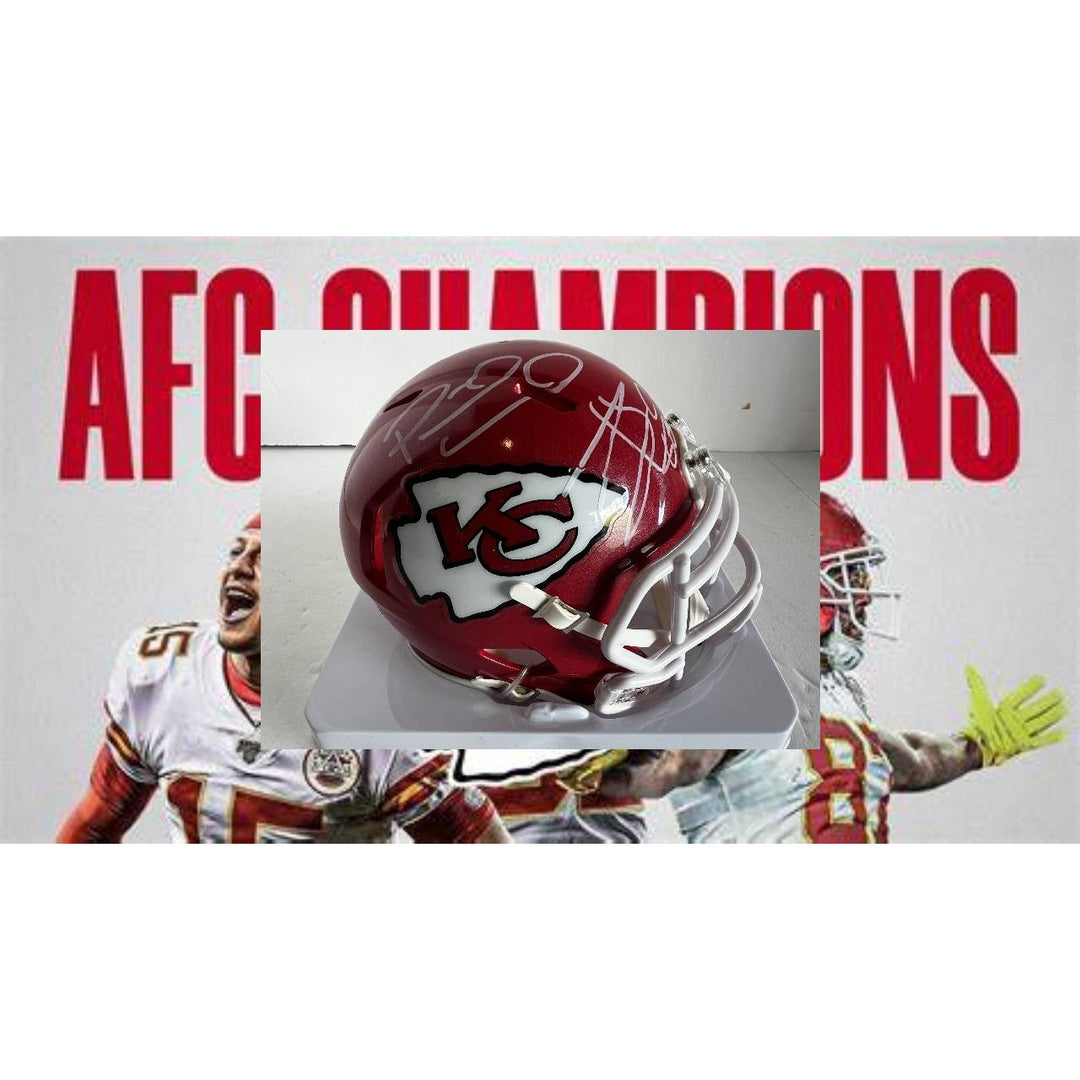 Kansas City Chiefs Tyreek Hill Patrick Mahomes Travis Kelce mini helmet signed with proof