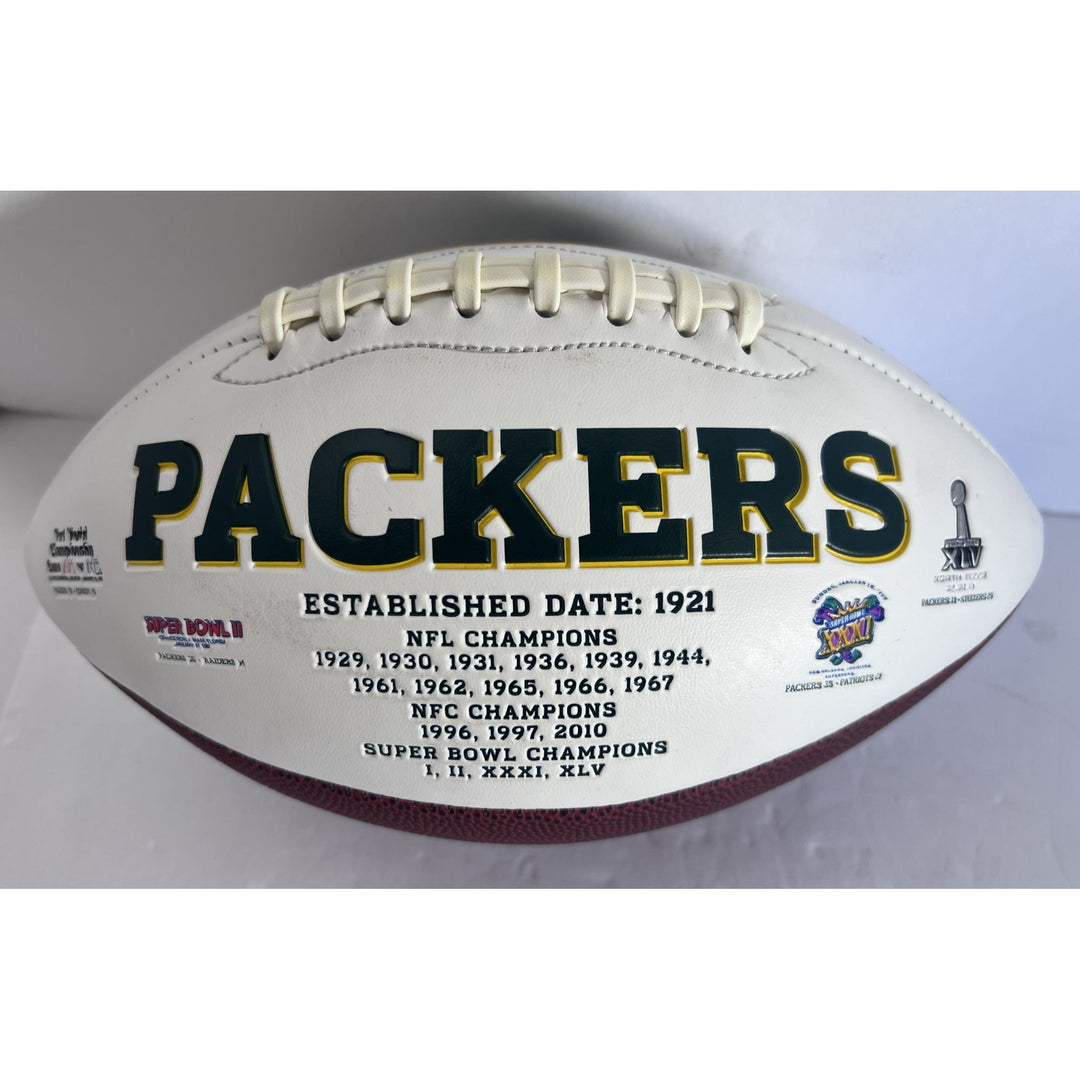 Green Bay Packers Jordan Love AJ Dillon full size football signed with proof