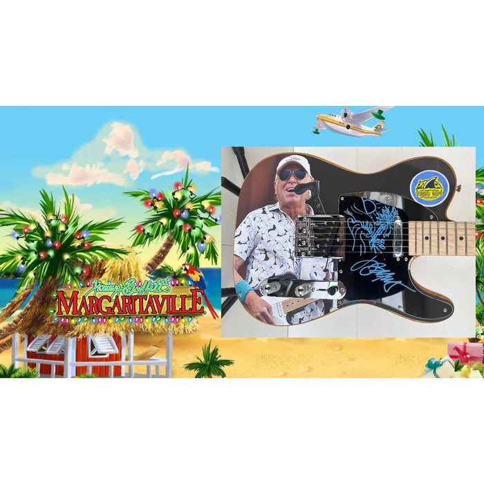 Jimmy Buffett signed with inscription and sketch one of a kind Telecaster full size electric guitar with proof