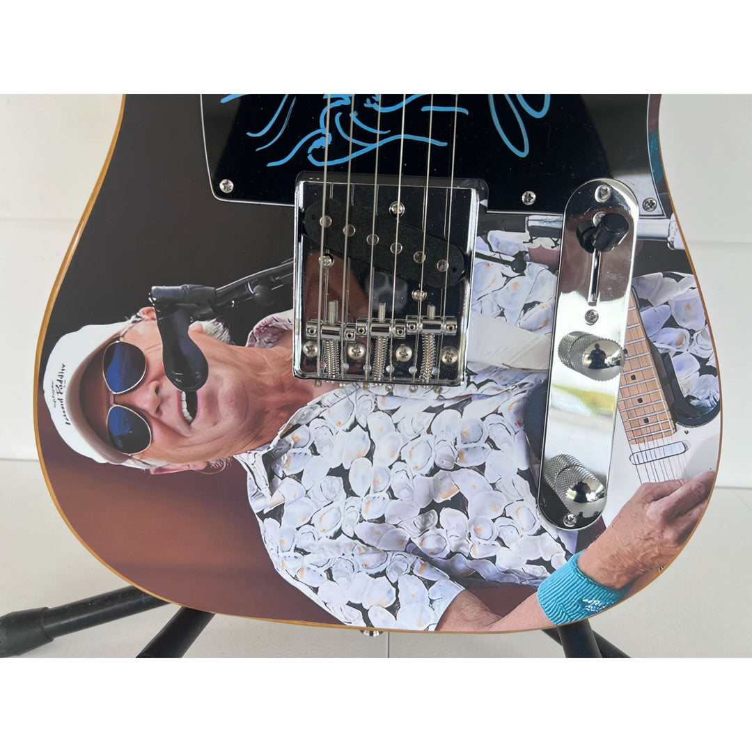 Jimmy Buffett signed with inscription and sketch one of a kind Telecaster full size electric guitar with proof.