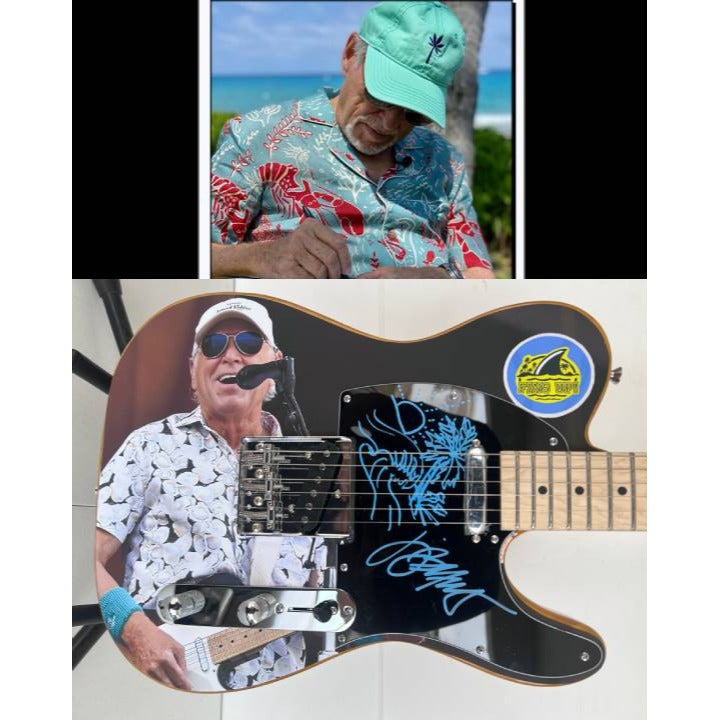 Jimmy Buffett signed with inscription and sketch one of a kind Telecaster full size electric guitar with proof.