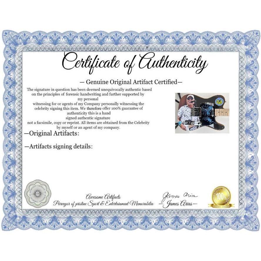 Jimmy Buffett signed with inscription and sketch one of a kind Telecaster full size electric guitar with proof.