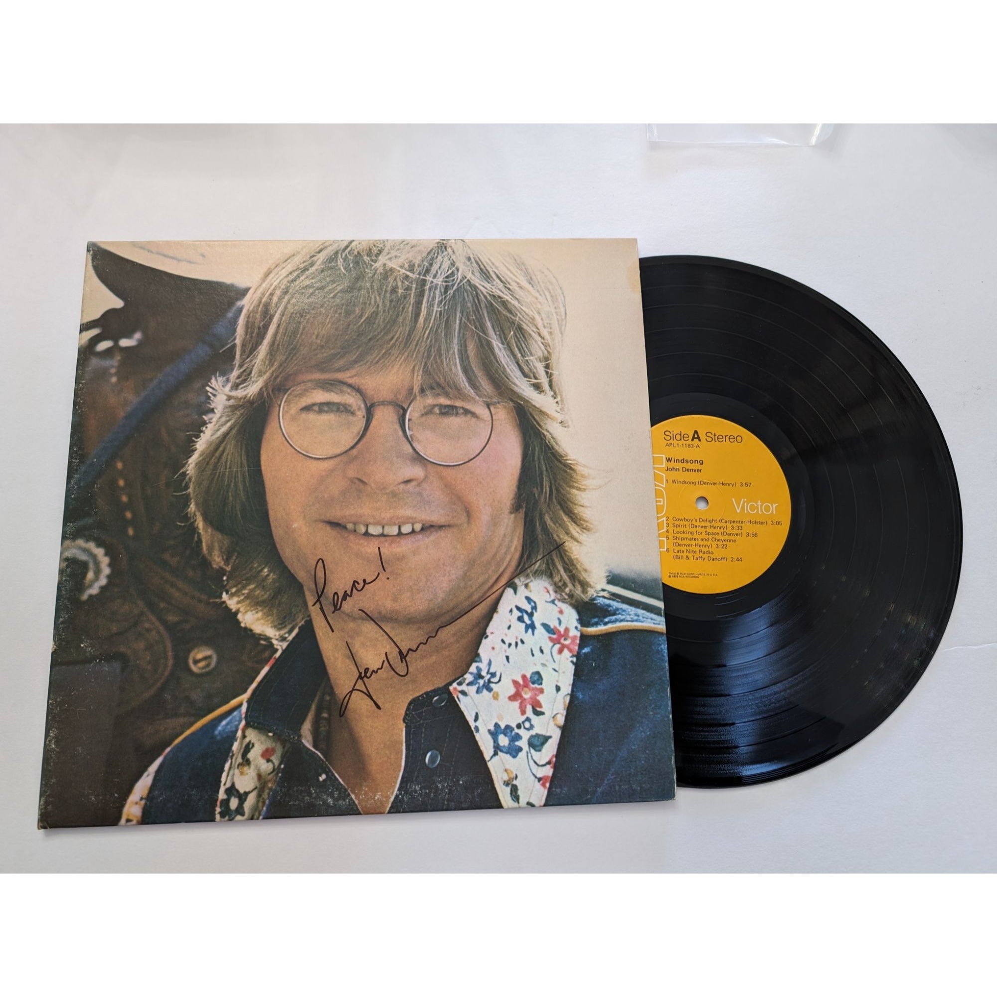 John Denver Windsong 1975 original LP signed with proof