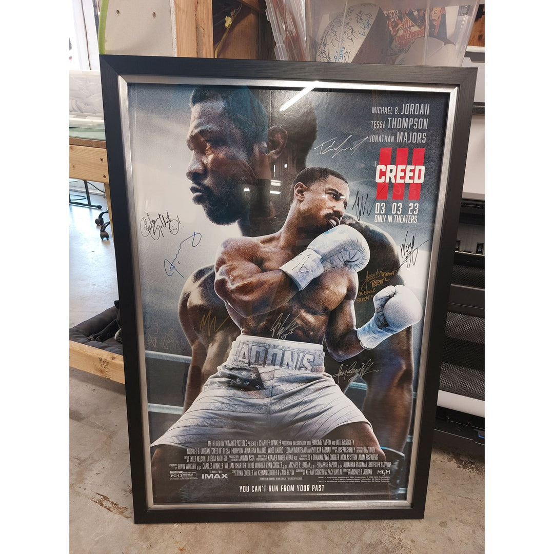 Michael B. Jordan Creed Three cast signed original 34x26 movie poster framed 29x42 with proof