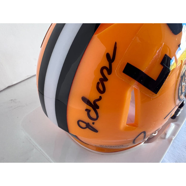 Joe Burrow J'aMarr Chase LSU Tigers Riddell mini helmet signed with proof