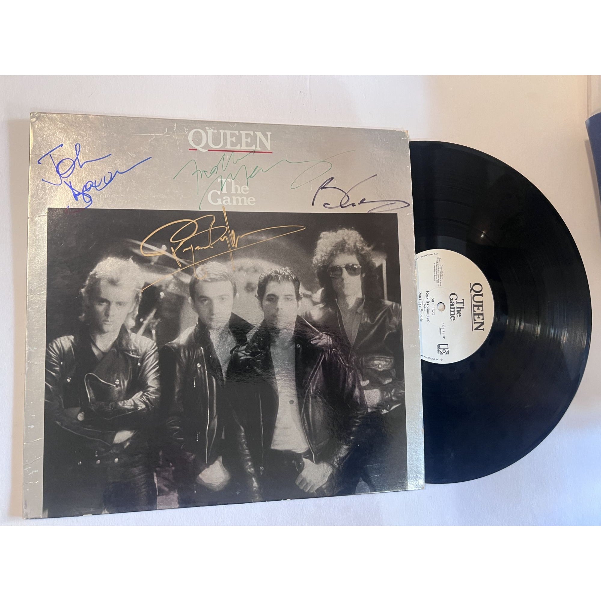 Freddie Mercury Brian May John Deacon Roger Taylor Queen "The Game" original LP signed with proof