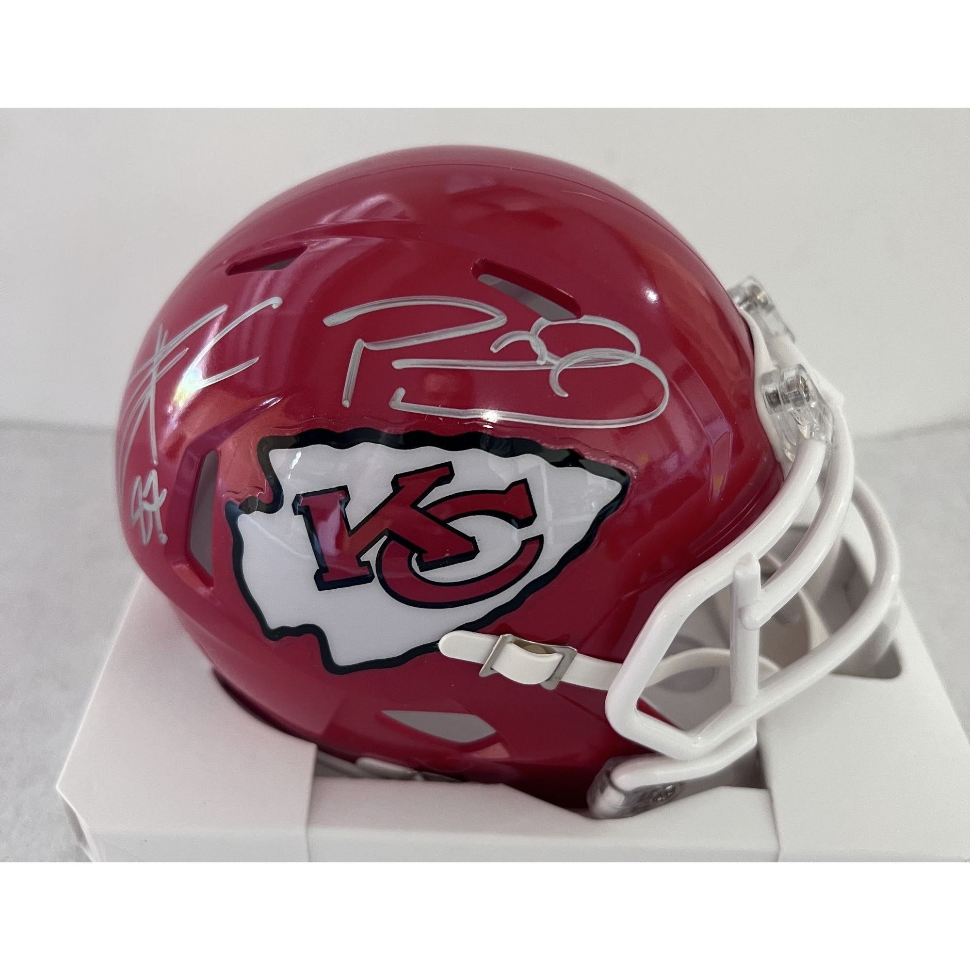 Patrick Mahomes Travis Kelce Kansas City Chiefs Riddell speed mini helmet signed with proof