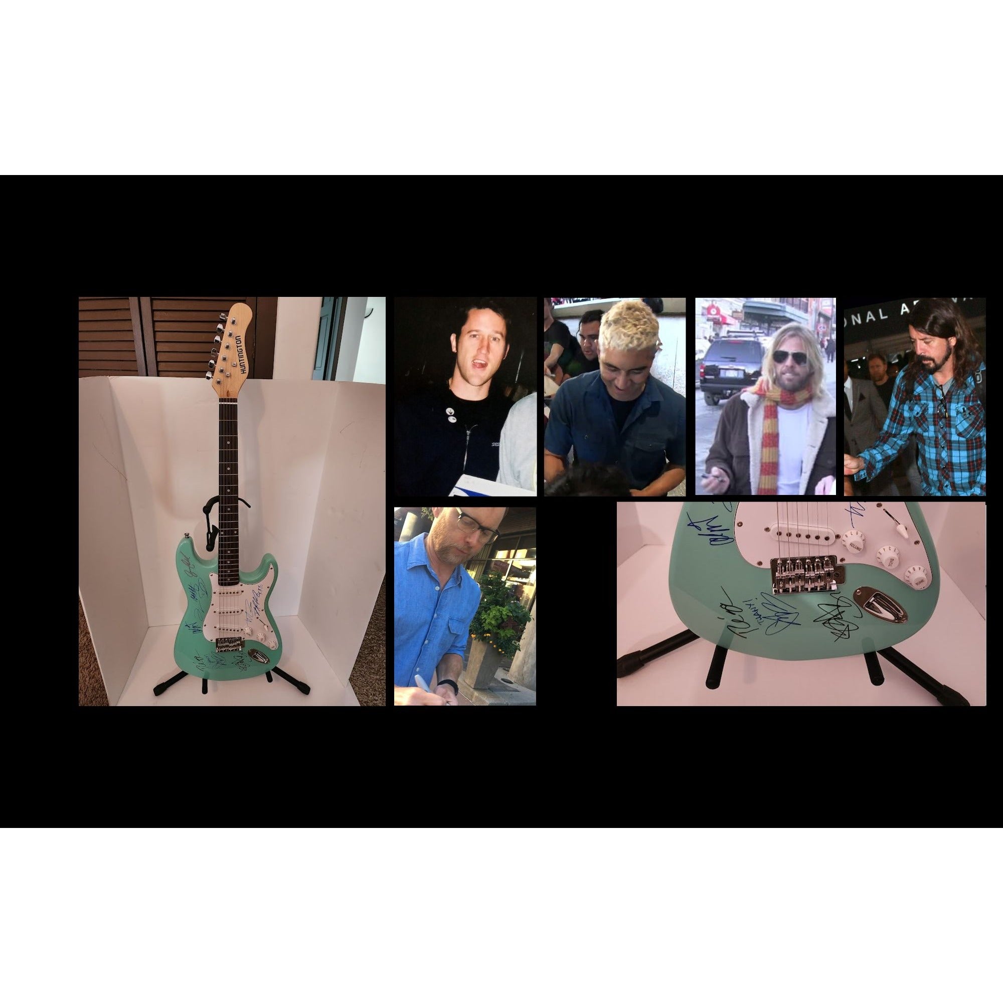 David Grohl, Billie Joe Armstrong, Chris Cornell, Jerry Cantrell signed guitar with proof