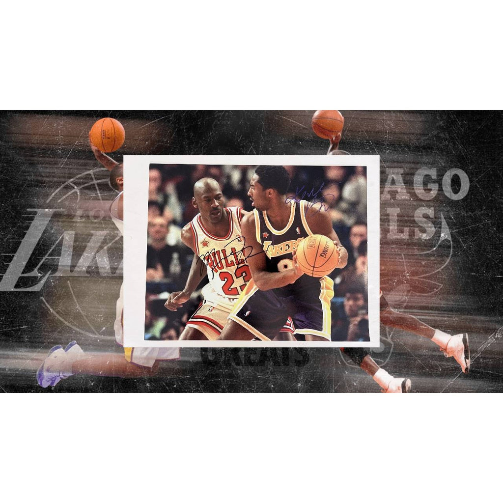Michael Jordan Chicago Bulls and Kobe Bryant Los Angeles Lakers 16x20 photograph signed with proof