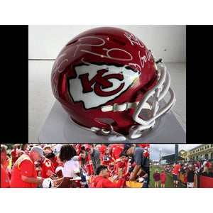 Kansas City Chiefs Patrick Mahomes Andy Reid Travis Kelce mini helmet signed with proof