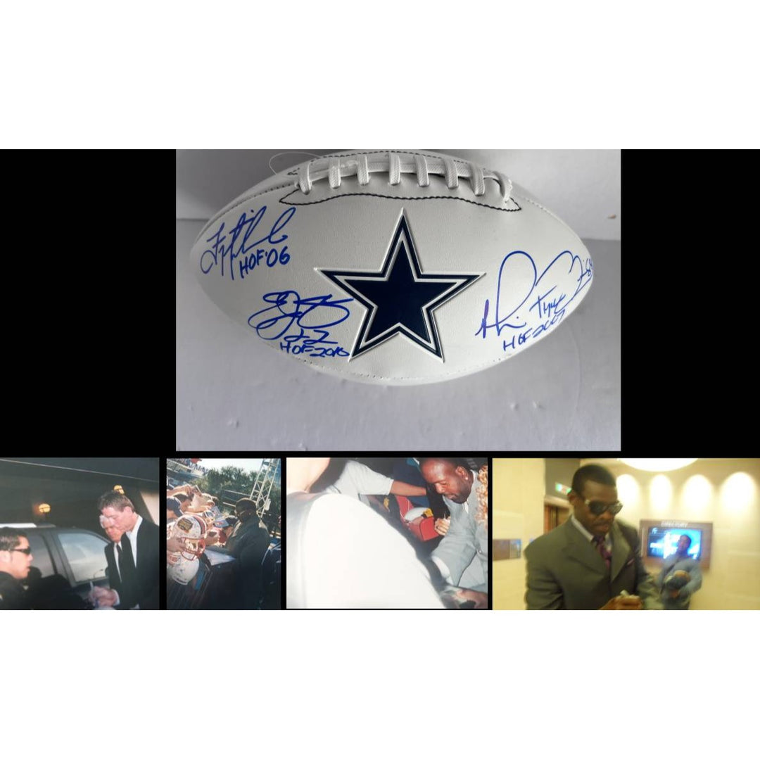 Dallas Cowboys Emmitt  Smith Troy Aikman Michael Irvin full size football signed with proof