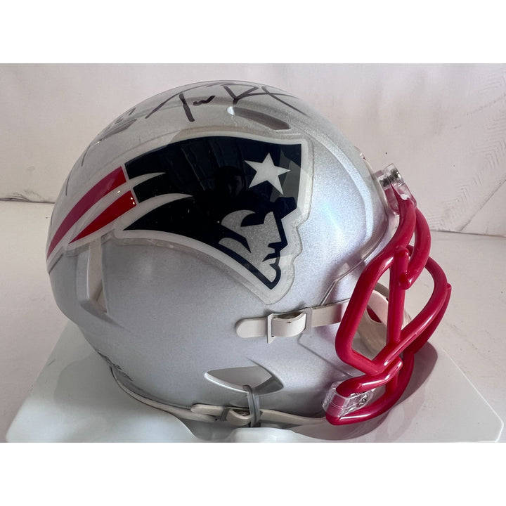 Tom Brady Rob Gronkowski New England Patriots mini helmet signed with proof