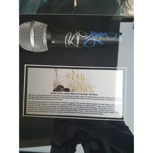 A Star is Born Bradley Cooper, Lady Gaga microphone signed and framed with proof